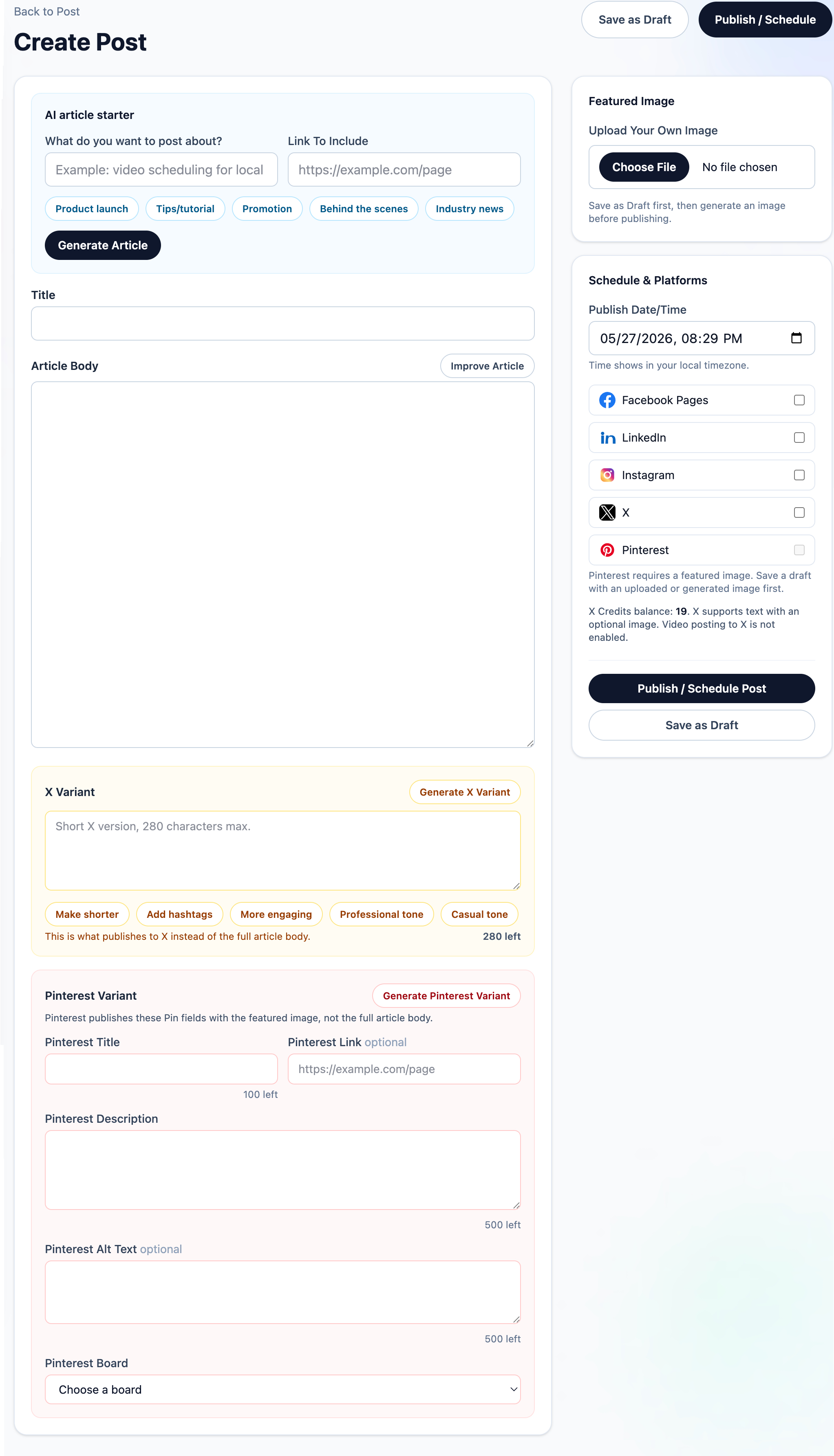 VidShare scheduling workflow for publishing social posts across multiple platforms